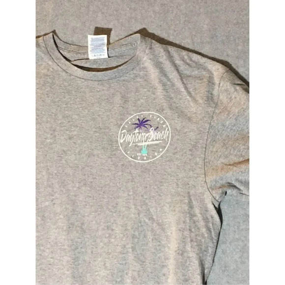 Mens Delta Pro Weight Shirt Size Medium Grey Daytona Beach Graphic Tee - Picture 2 of 3